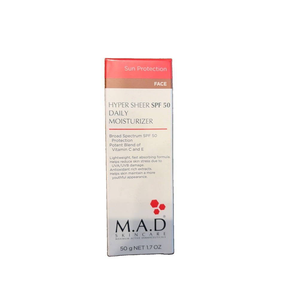 M.A.D. Skincare Hyper Sheer SPF 50 Daily Face Moisturizer 1.7oz Sealed Exp 2029